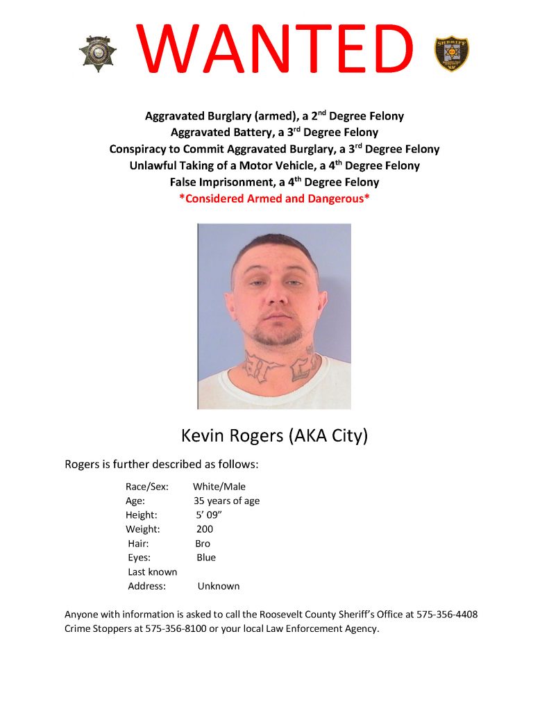 WANTED Kevin Rogers 09-01-21